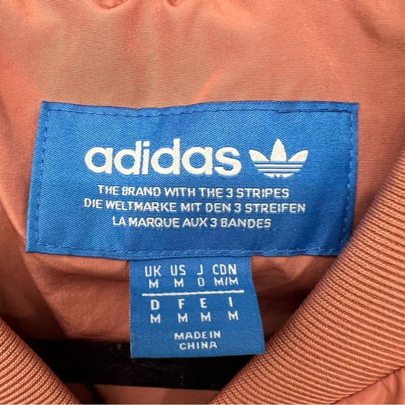 Adidas Mauve Quilted Bomber Jacket With Snap Buttons Size Medium - Picture 4 of 7